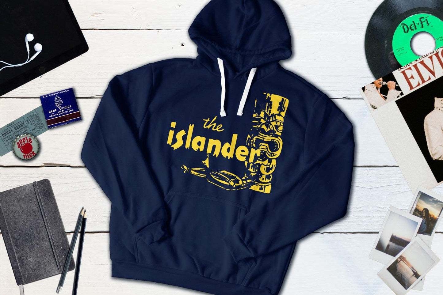 The Islander Restaurant Los Angeles Vintage Polynesian Matchbook-Hooded Sweatshirt-Yesteeyear