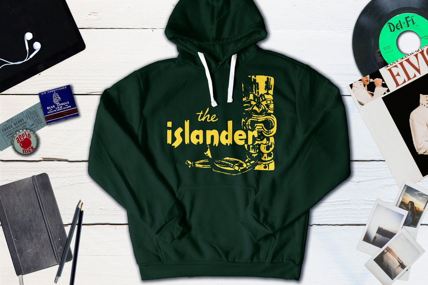 The Islander Restaurant Los Angeles Vintage Polynesian Matchbook-Hooded Sweatshirt-Yesteeyear