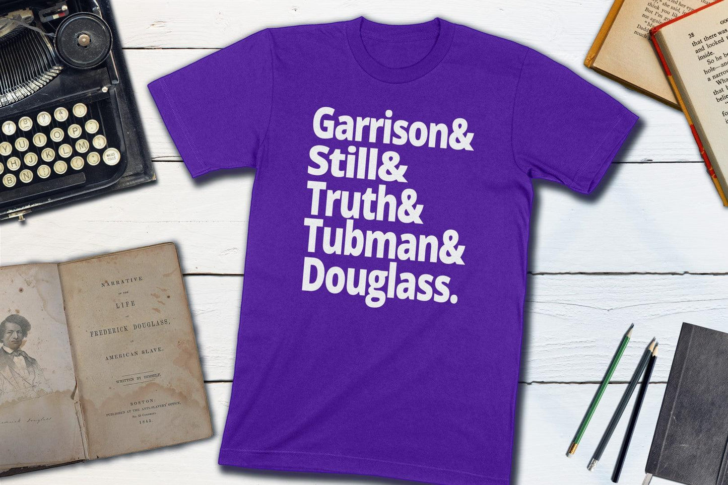 US Abolitionist Leaders - Harriet Tubman, Frederick Douglass, Garrison, Still, Truth-Unisex T-shirt-Yesteeyear