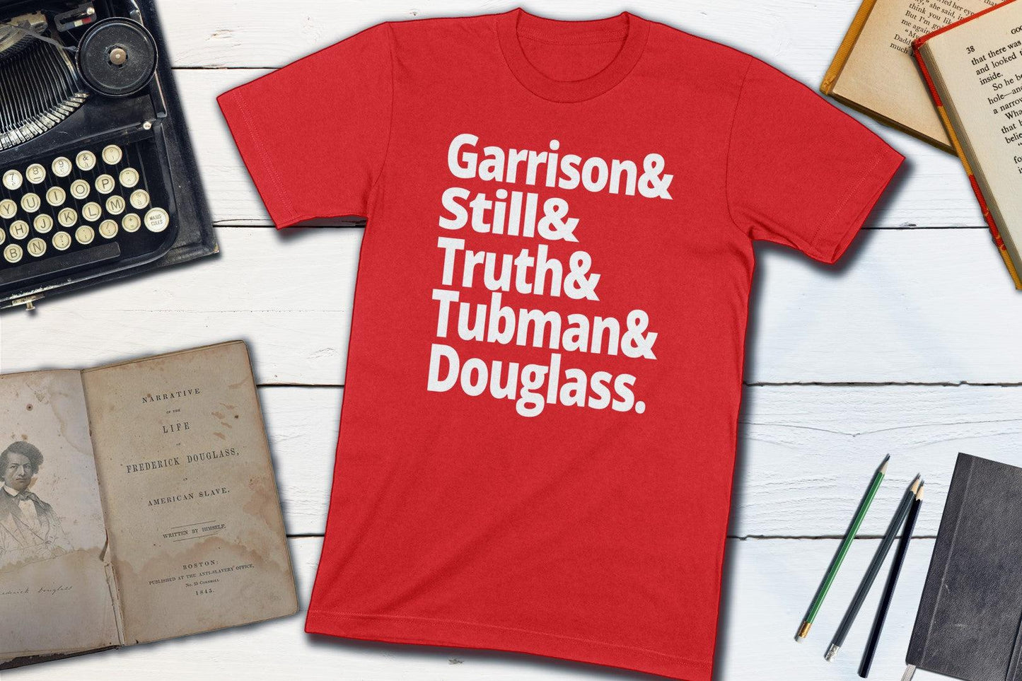US Abolitionist Leaders - Harriet Tubman, Frederick Douglass, Garrison, Still, Truth-Unisex T-shirt-Yesteeyear