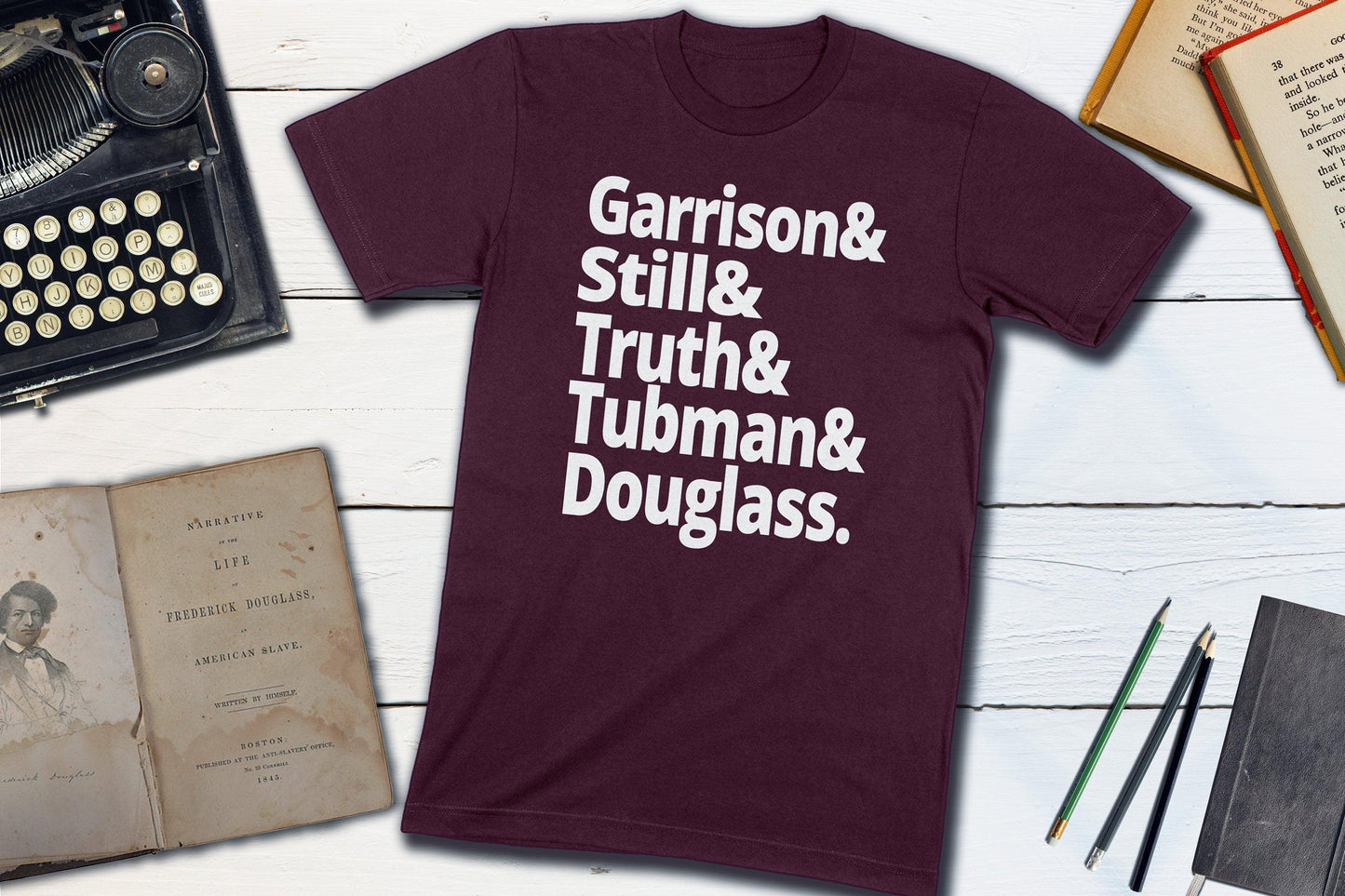 US Abolitionist Leaders - Harriet Tubman, Frederick Douglass, Garrison, Still, Truth-Unisex T-shirt-Yesteeyear