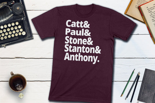 US Women's Suffrage - Anthony, Stanton, Stone, Paul Catt-Unisex T-shirt-Yesteeyear
