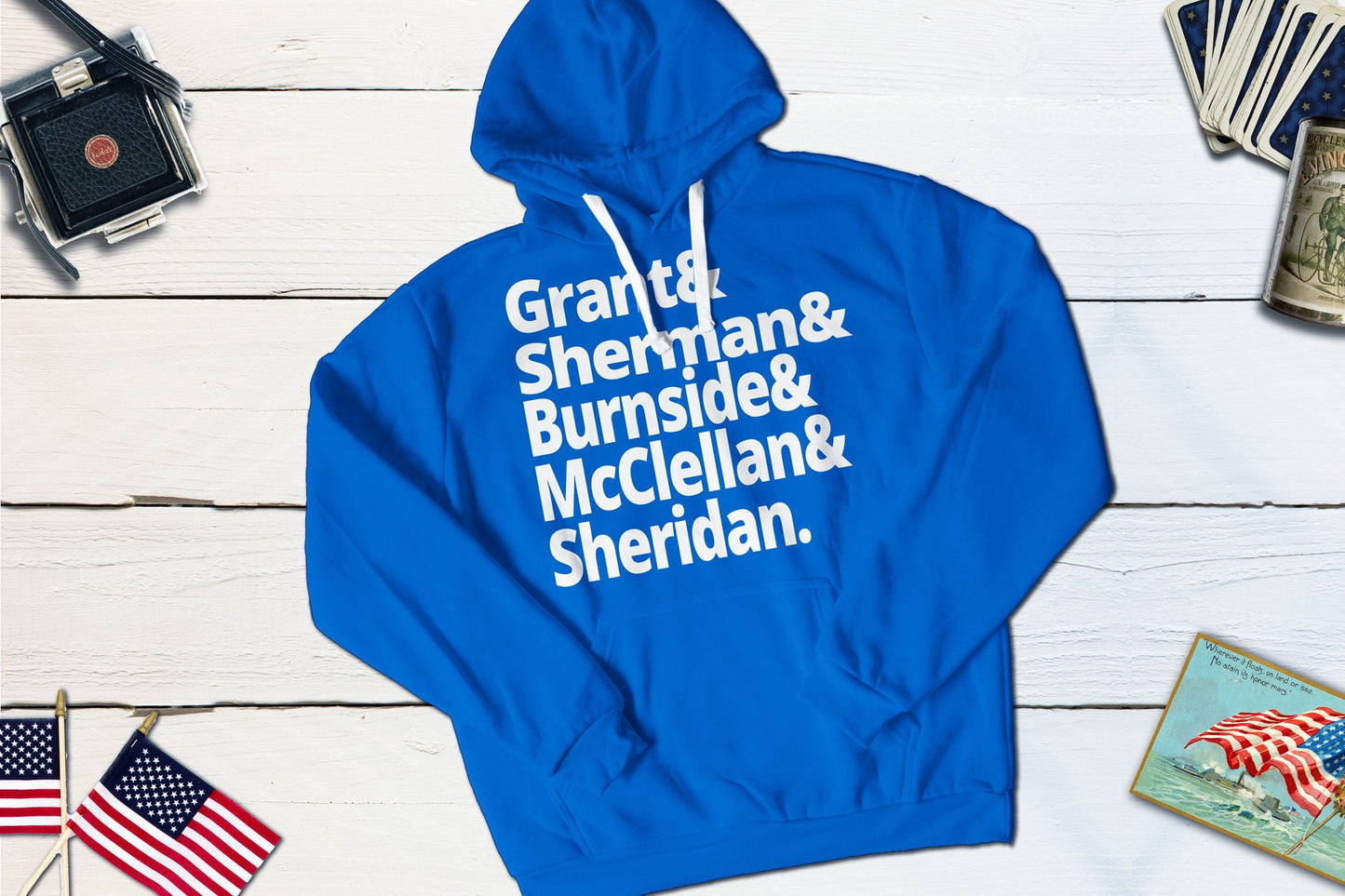 Union Army Generals - Grant, Sherman, Burnside, McClellan, Sheridan - US Civil War-Hooded Sweatshirt-Yesteeyear