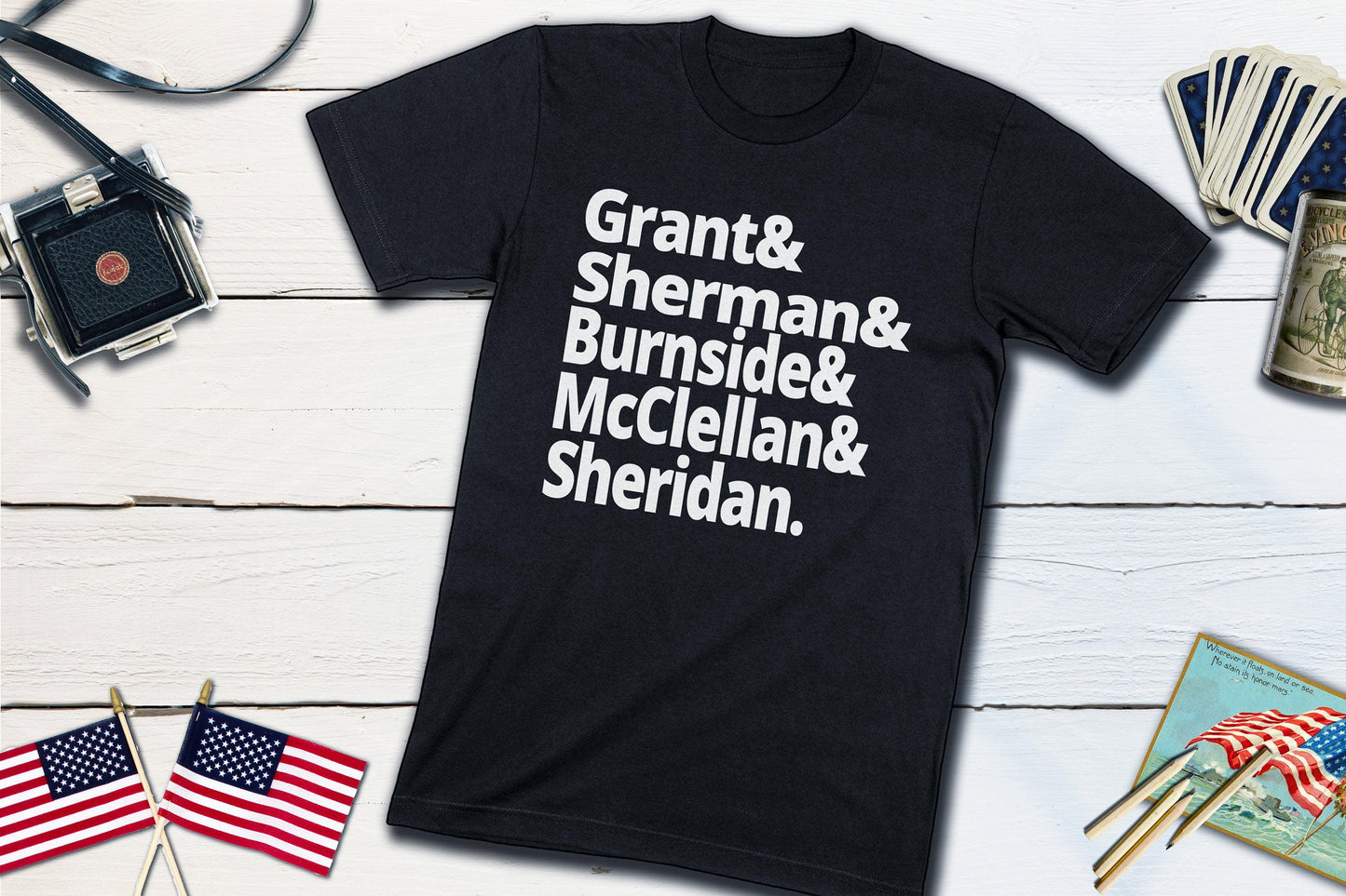 Union Army Generals - Grant, Sherman, Burnside, McClellan, Sheridan - US Civil War-Unisex T-shirt-Yesteeyear