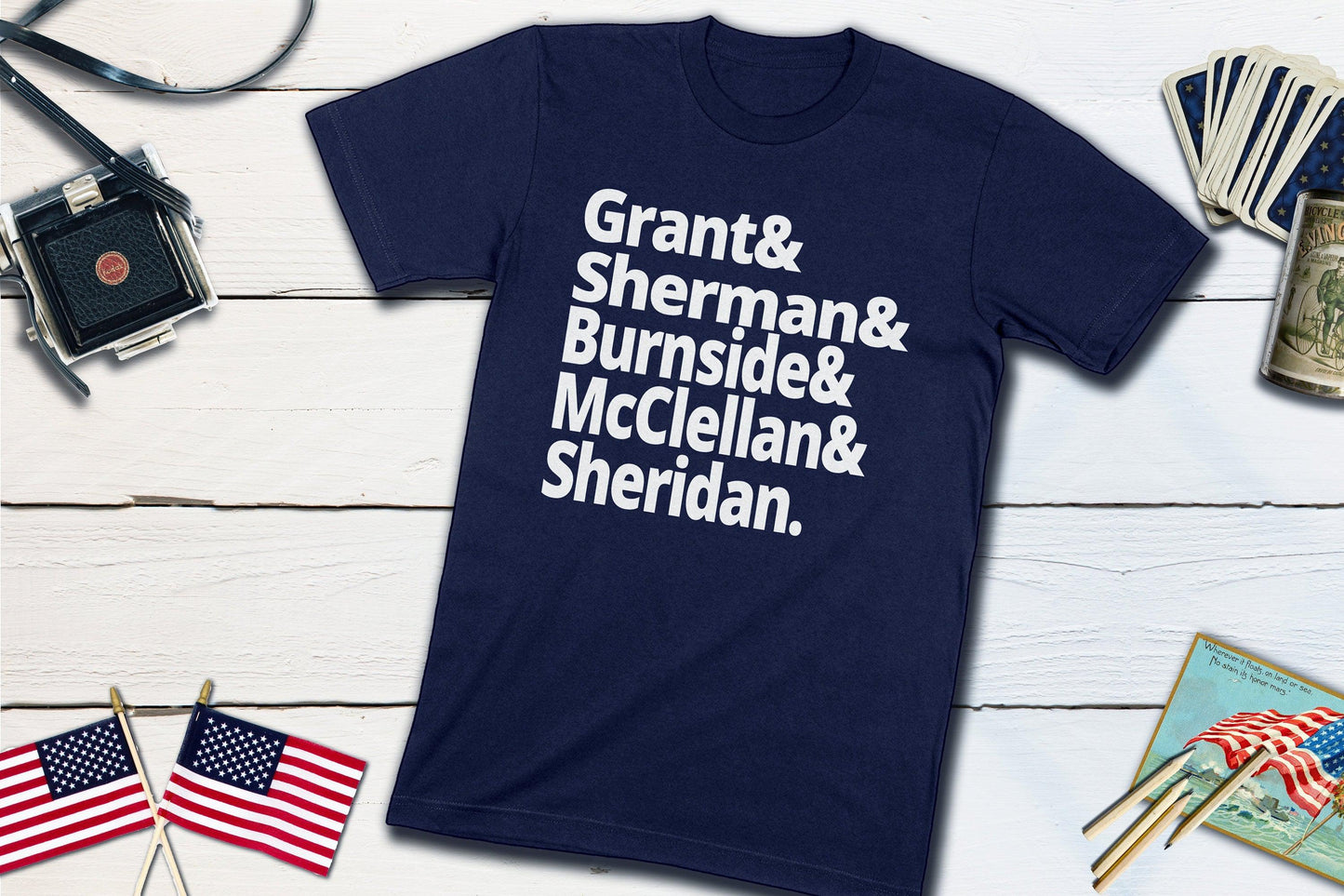 Union Army Generals - Grant, Sherman, Burnside, McClellan, Sheridan - US Civil War-Unisex T-shirt-Yesteeyear