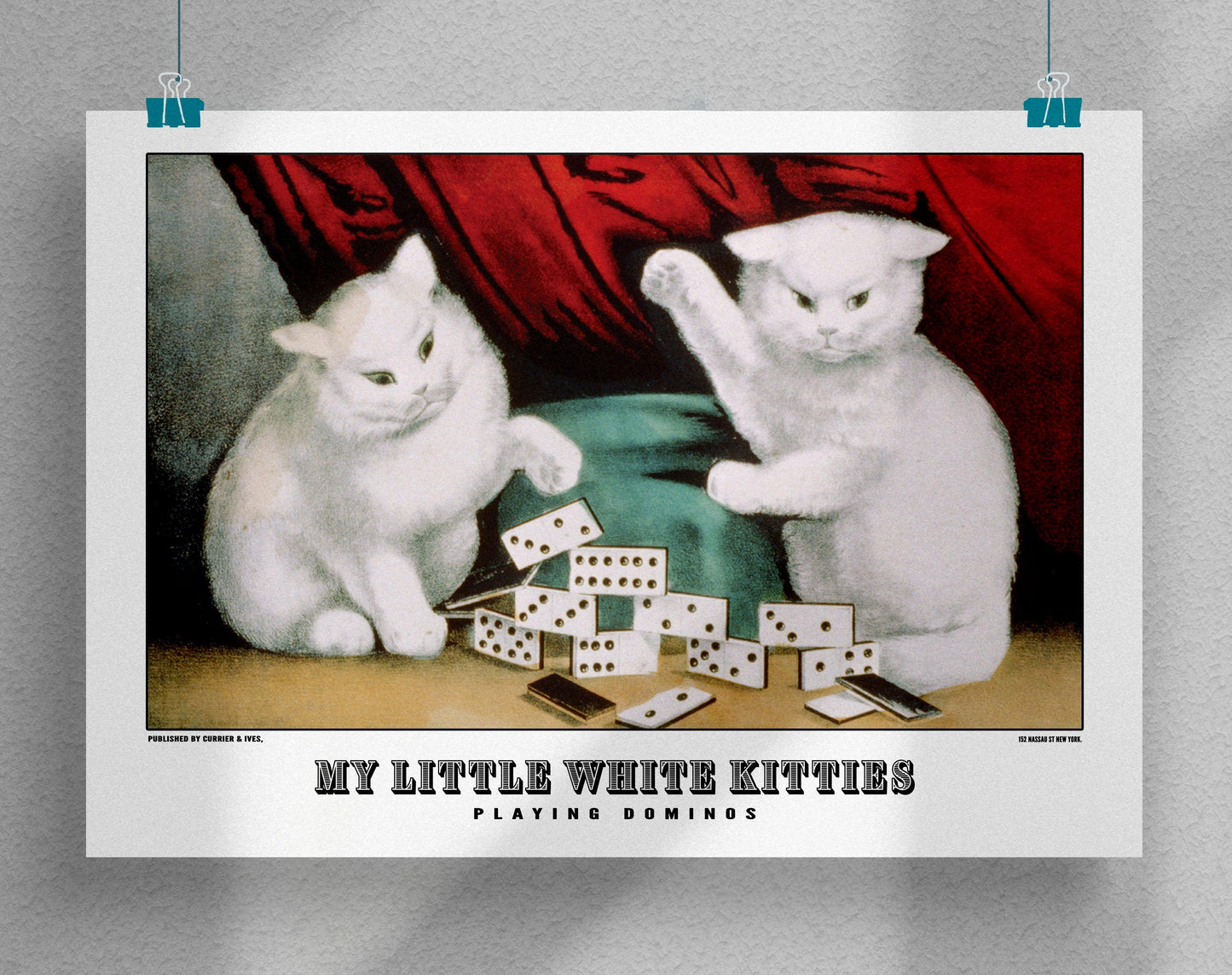 White Little Kitties Currier & Ives Cat Poster Print-Poster-Yesteeyear