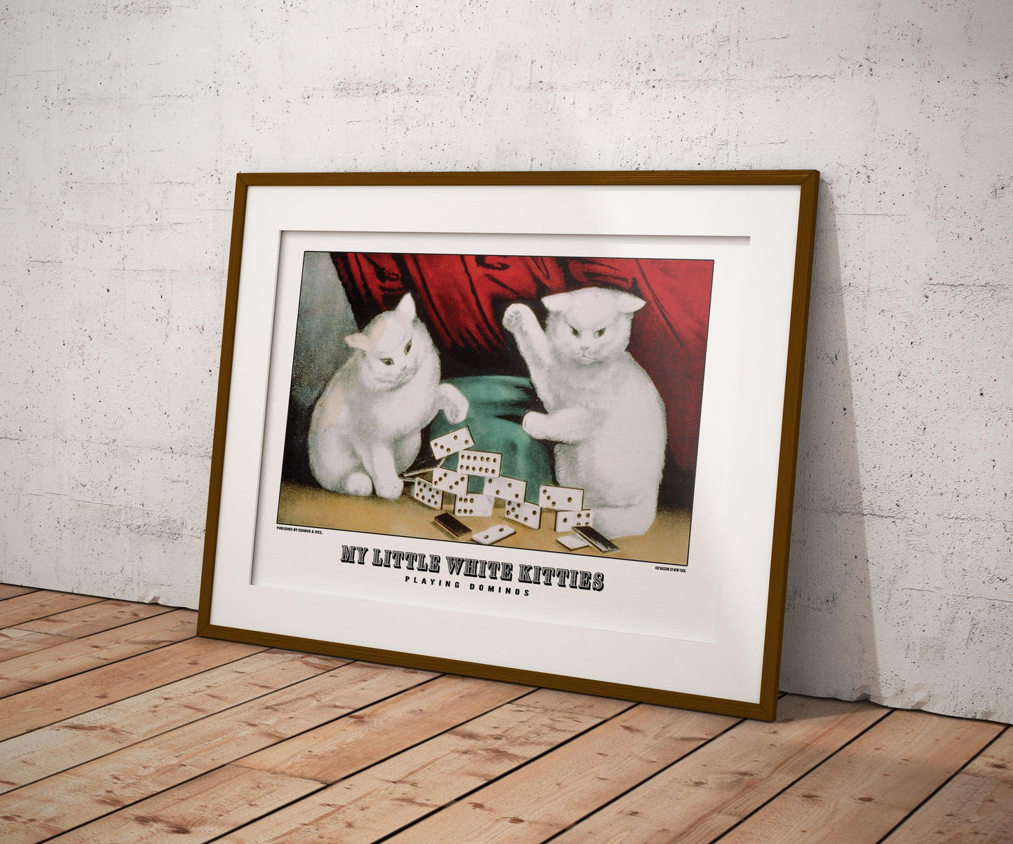 White Little Kitties Currier & Ives Cat Poster Print-Poster-Yesteeyear