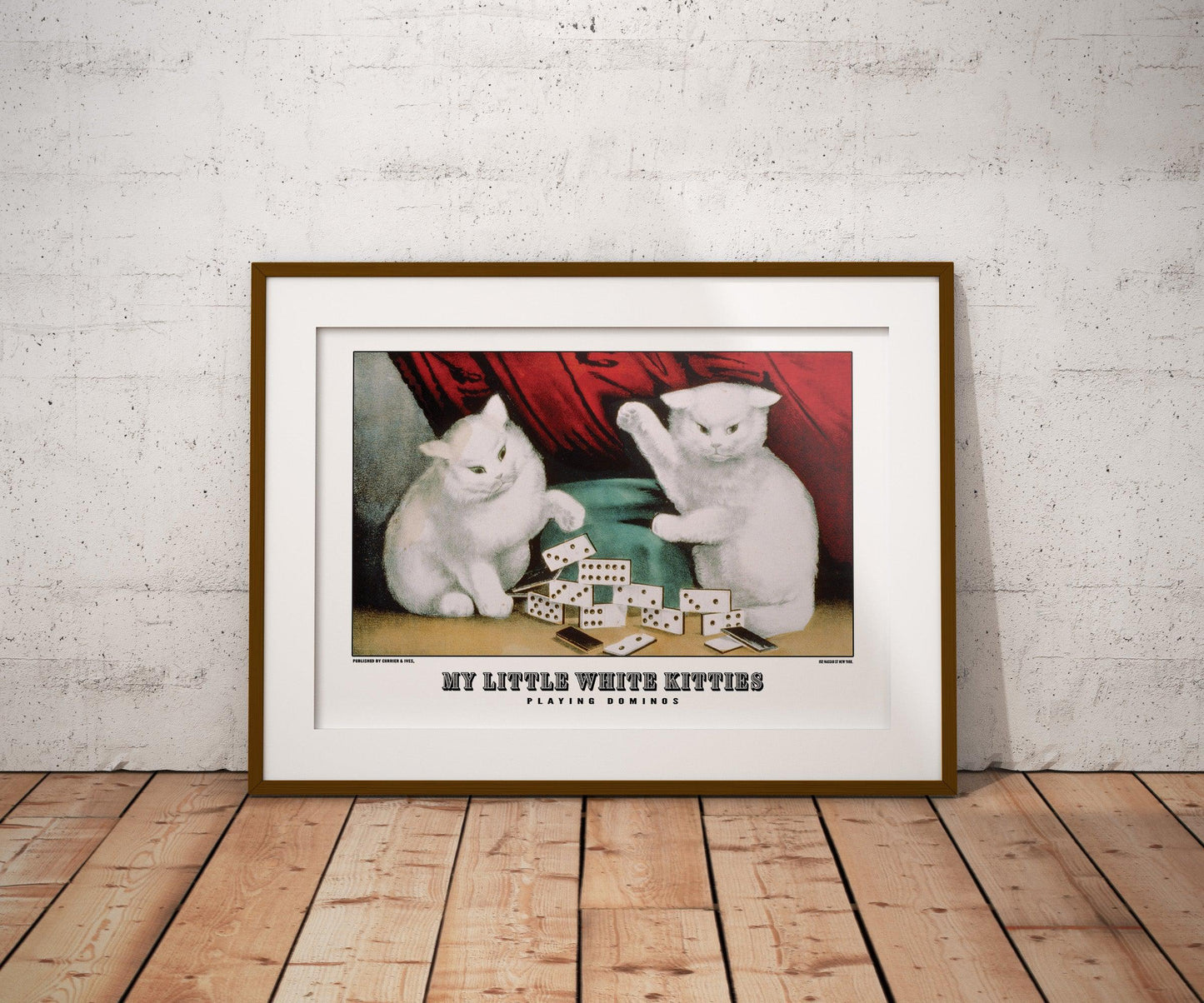 White Little Kitties Currier & Ives Cat Poster Print-Poster-Yesteeyear