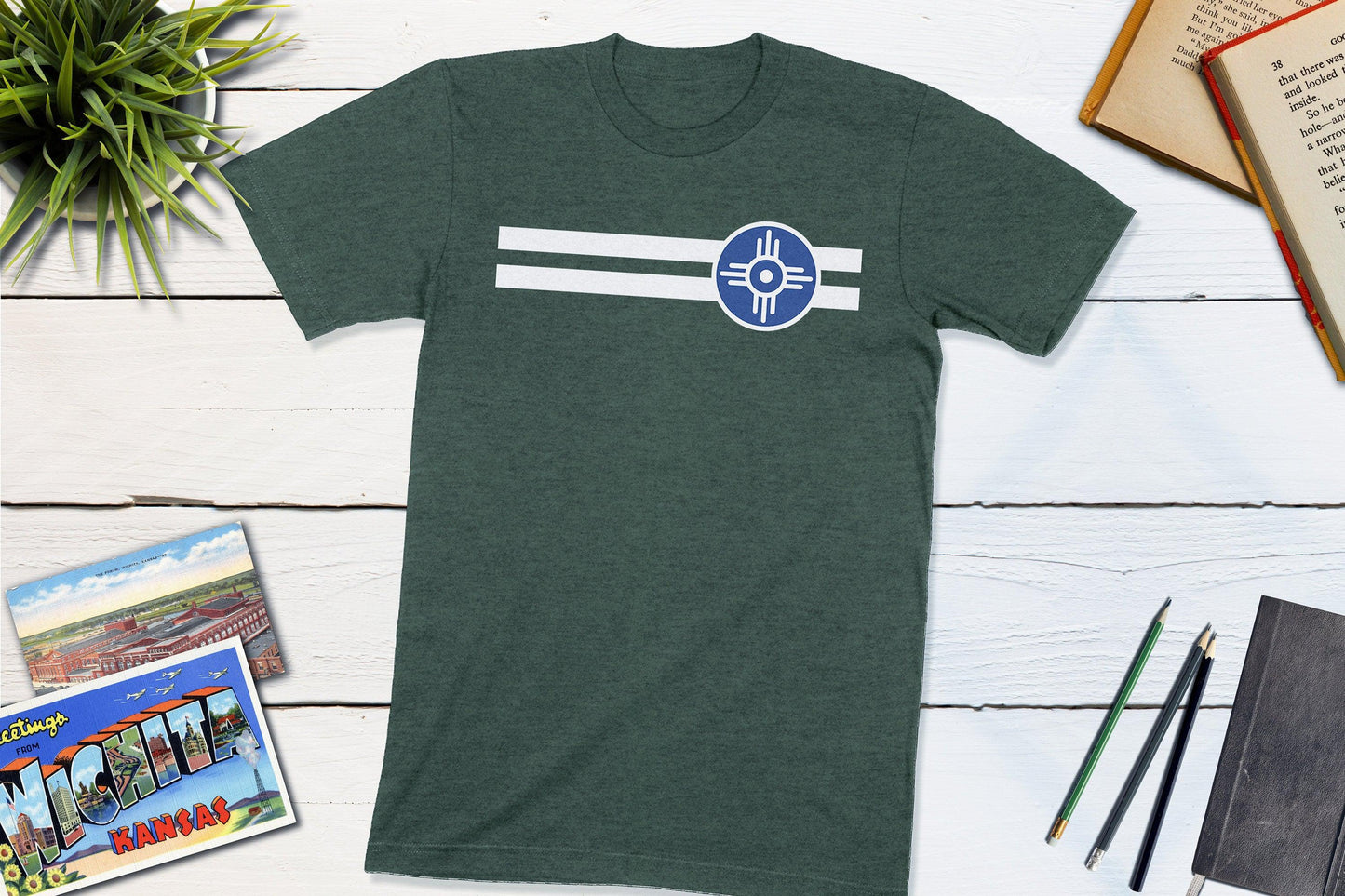 Wichita Kansas City Flag-Unisex T-shirt-Yesteeyear