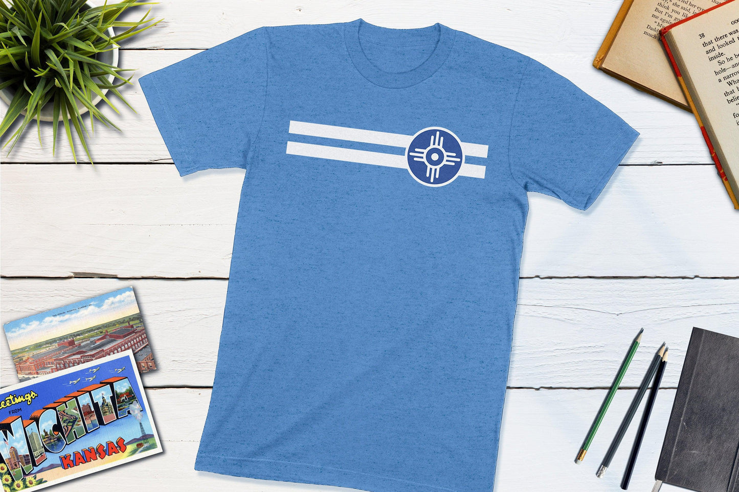 Wichita Kansas City Flag-Unisex T-shirt-Yesteeyear