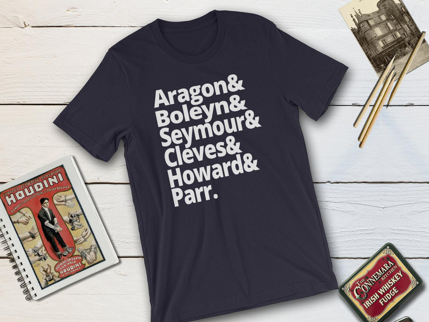 Wives of Henry VIII - Anne Boleyn Aragon Seymour Cleves Howard Parr-Unisex T-shirt-Yesteeyear