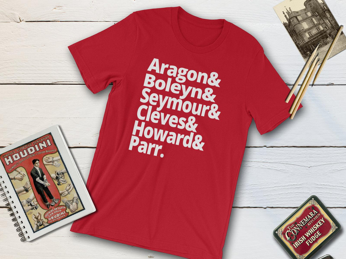 Wives of Henry VIII - Anne Boleyn Aragon Seymour Cleves Howard Parr-Unisex T-shirt-Yesteeyear