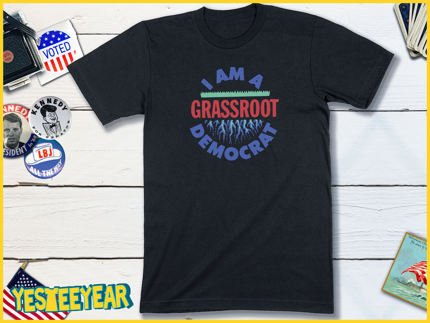 I Am A Grassroots Democrat Vintage Political Campaign Button