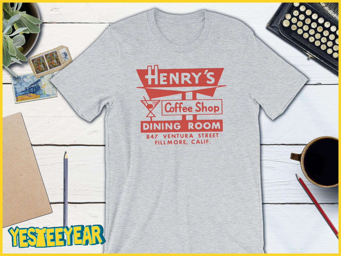 Henry's Coffee Shop - Fillmore California Vintage Matchbook-Unisex T-shirt-Yesteeyear