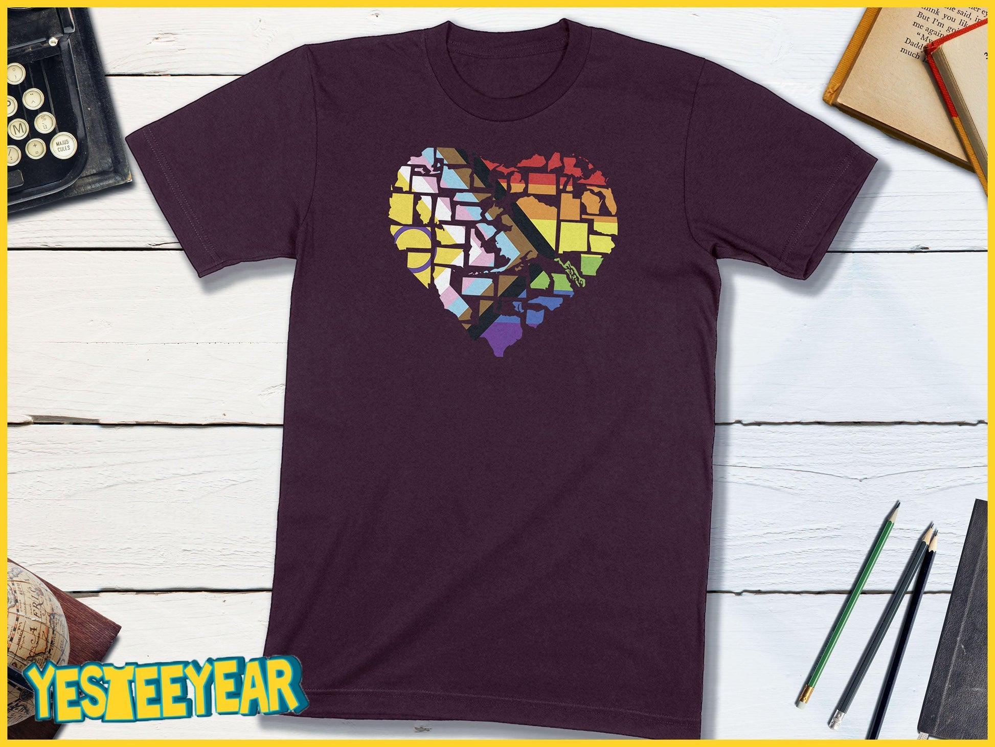 Intersex-Inclusive Progress Pride Flag 2SLGBTQ+ Pride in All 50 States-Unisex T-shirt-Yesteeyear