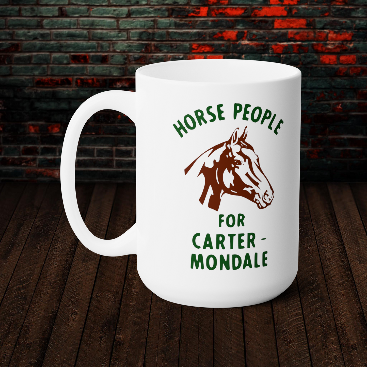 Retro Campaign Button Horse People For Carter & Mondale Ceramic Coffee Mug
