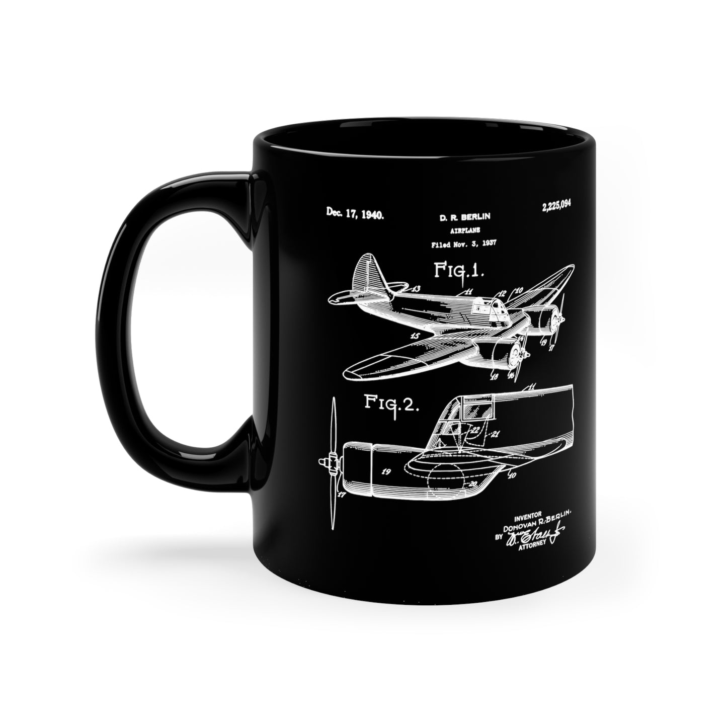 WWII Blueprint Patent Aviation History Airplane Ceramic Coffee Mug