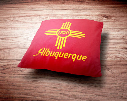 Albuquerque Flag Throw Pillow-Throw Pillow-Yesteeyear