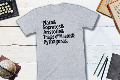 Ancient Greek Philosophers - Plato, Socrates, Aristotle, Thales of Miletus, Pythagoras-Unisex T-shirt-Yesteeyear