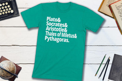 Ancient Greek Philosophers - Plato, Socrates, Aristotle, Thales of Miletus, Pythagoras-Unisex T-shirt-Yesteeyear