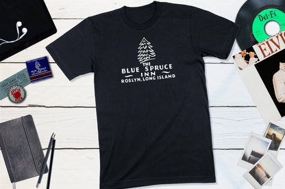 Blue Spruce Inn - Roslyn Long Island New York Vintage Matchbook-Unisex T-shirt-Yesteeyear