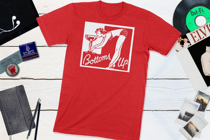 Bottoms Up Cocktail Lounge Pin-Up Vintage Matchbook-Unisex T-shirt-Yesteeyear