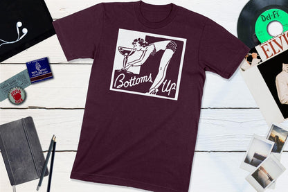 Bottoms Up Cocktail Lounge Pin-Up Vintage Matchbook-Unisex T-shirt-Yesteeyear