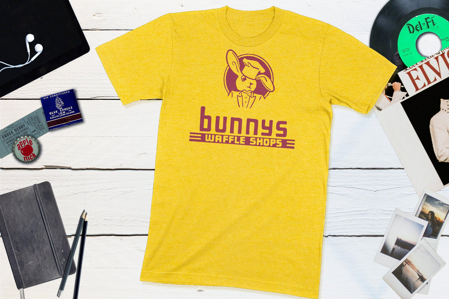 Bunny's Waffle Shops Vintage Matchbook-Unisex T-shirt-Yesteeyear