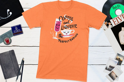 Coffee And Liqueur - The Perfect Ending Vintage Happy Hour Button Shirt-Unisex T-shirt-Yesteeyear