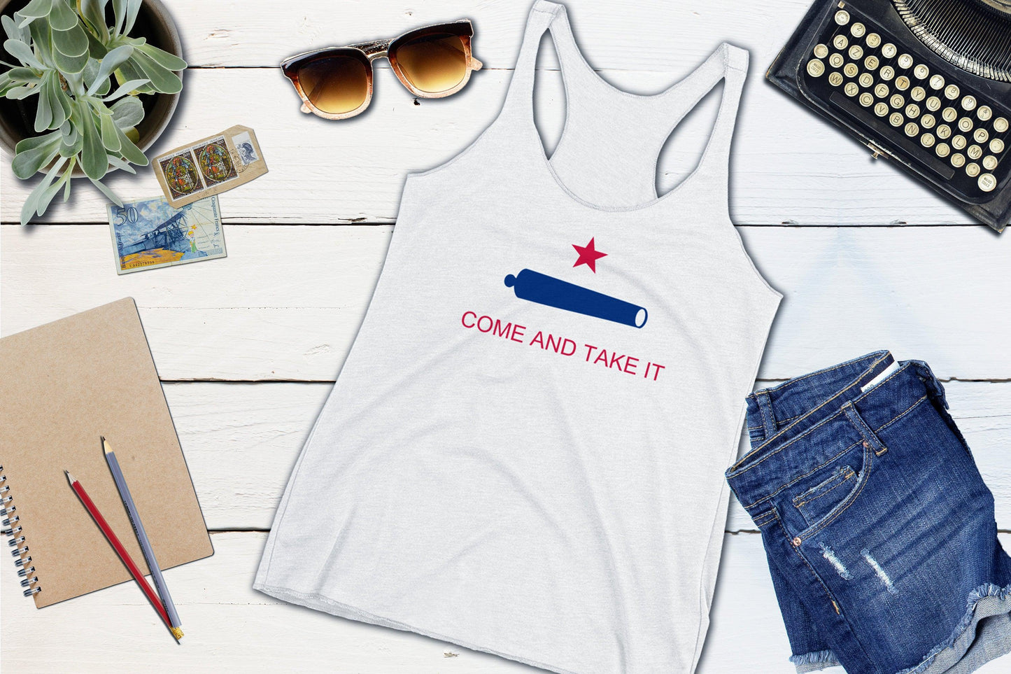 Come And Take It Flag Texas History-Racerback Tank Top-Yesteeyear