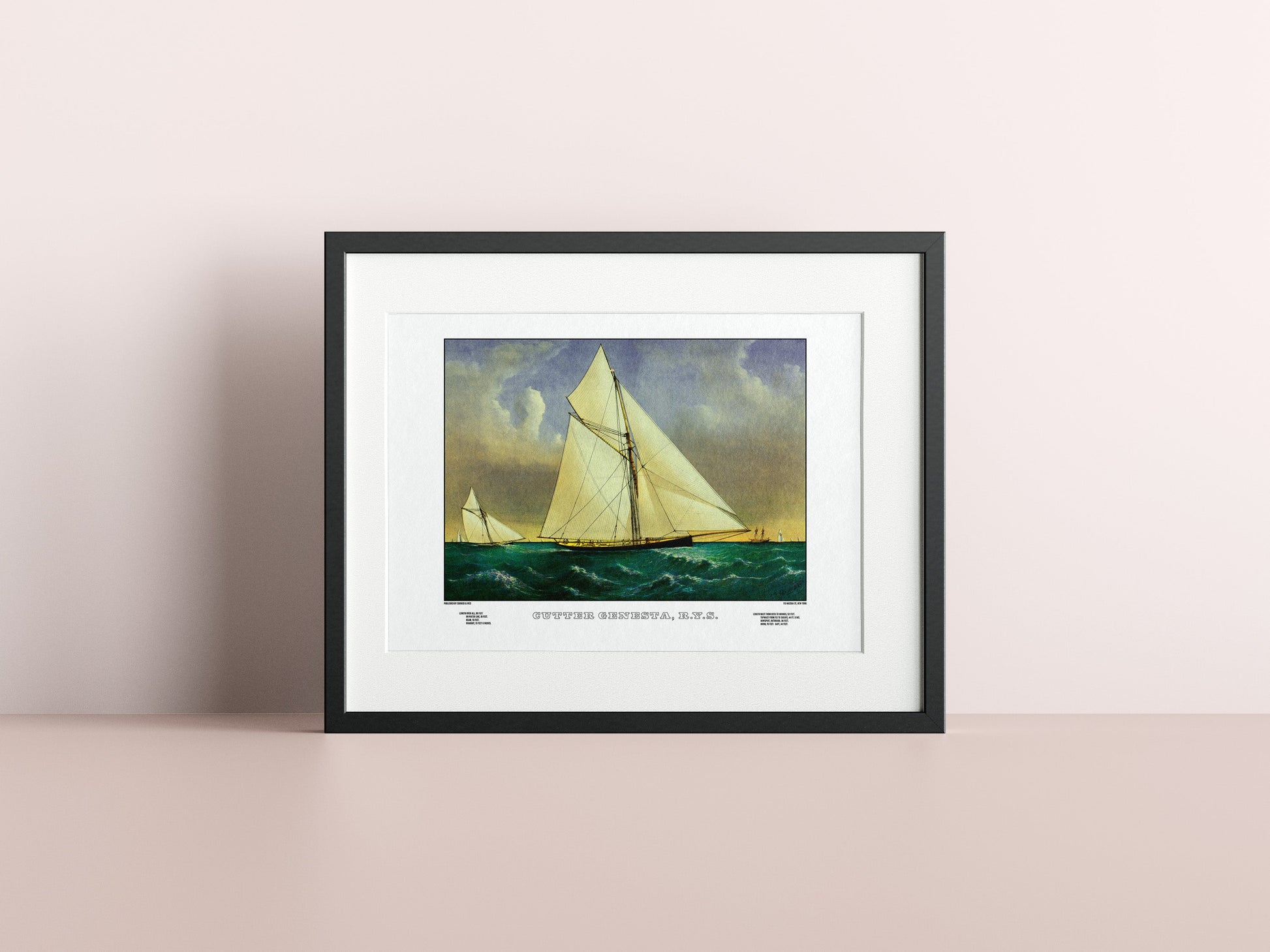 Cutter Gensta Sailboat Poster Vintage Currier & Ives Poster-Poster-Yesteeyear