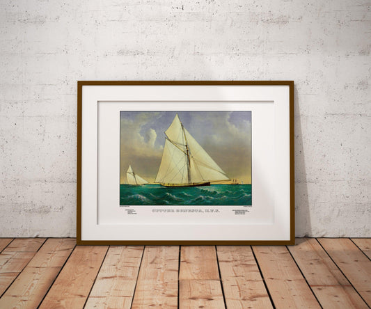 Cutter Gensta Sailboat Poster Vintage Currier & Ives Poster-Poster-Yesteeyear
