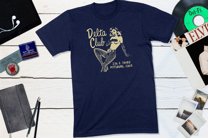 Delta Club Cocktail Lounge Pittsburg California Vintage Matchbook-Unisex T-shirt-Yesteeyear