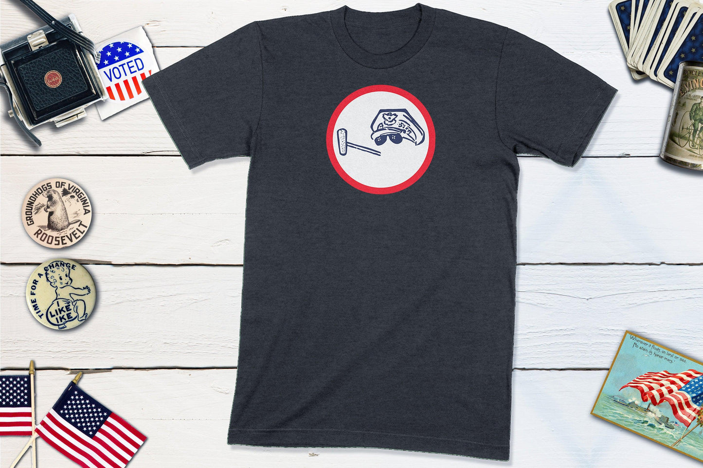 General Douglas MacArthur 1948 Presidential Election Political Campaign Button-Unisex T-shirt-Yesteeyear
