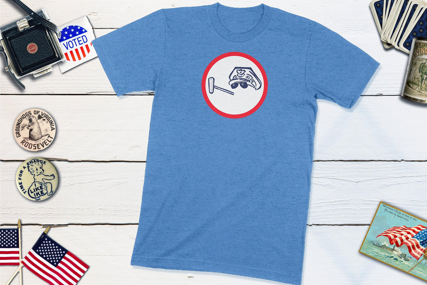General Douglas MacArthur 1948 Presidential Election Political Campaign Button-Unisex T-shirt-Yesteeyear