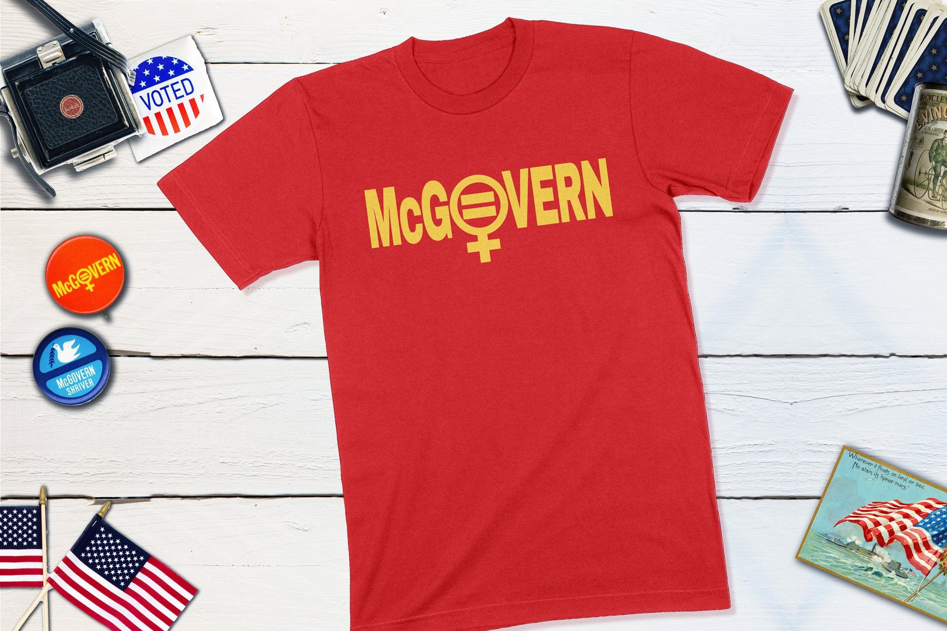 George McGovern Feminist Campaign Button-Unisex T-shirt-Yesteeyear