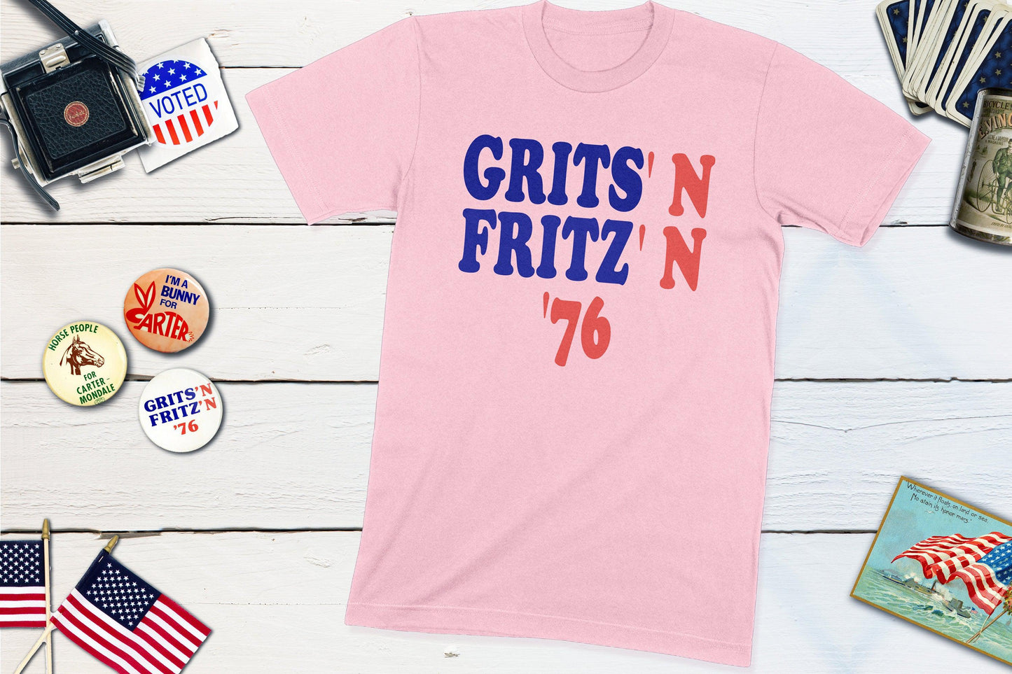 Grits & Fritz - Jimmy Carter Presidential Campaign Button-Unisex T-shirt-Yesteeyear