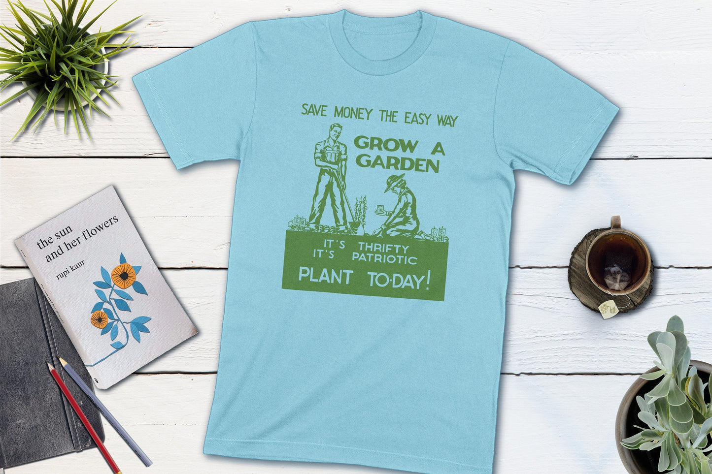 Grow A Garden World War II Vintage Patriotic Gardening-Unisex T-shirt-Yesteeyear