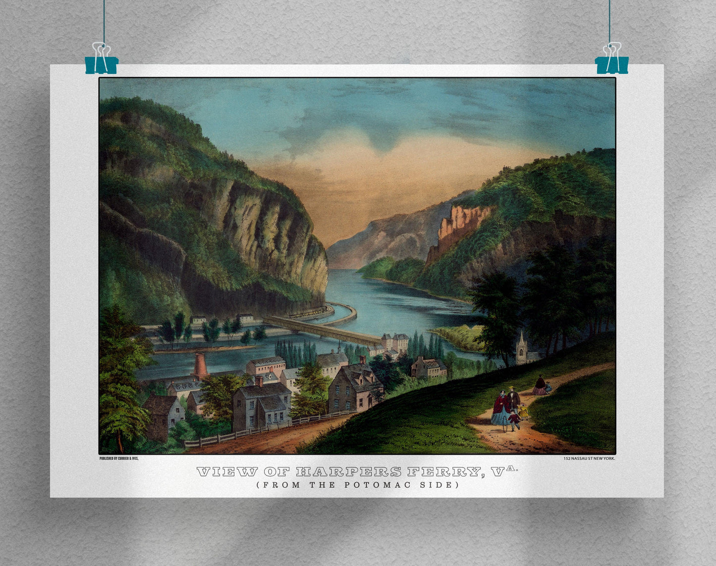 Harpers Ferry West Virginia Currier & Ives Poster Print-Poster-Yesteeyear