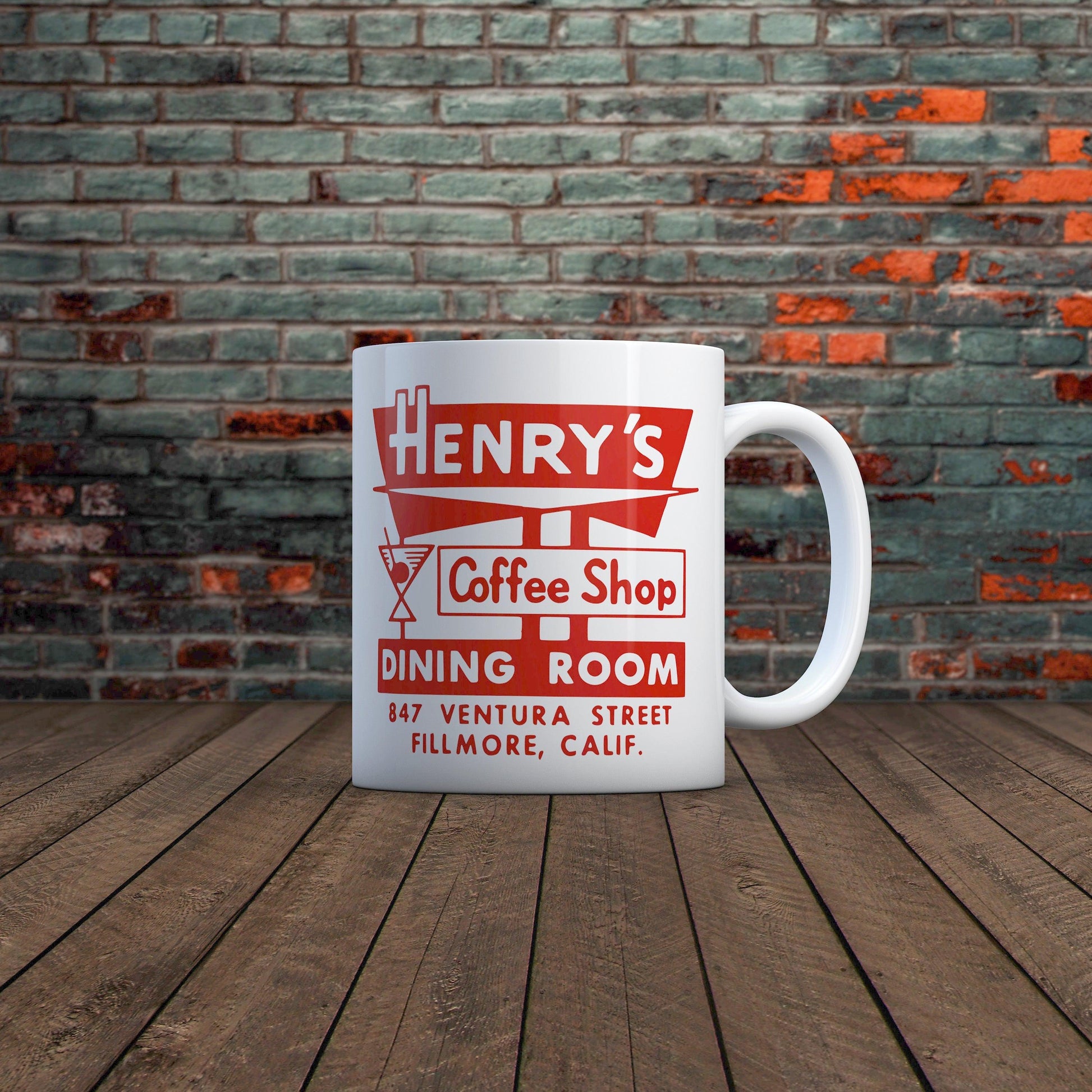 Henry's Coffee Shop Mug - Fillmore California Vintage Matchbook Mug-Ceramic Coffee Mug-Yesteeyear