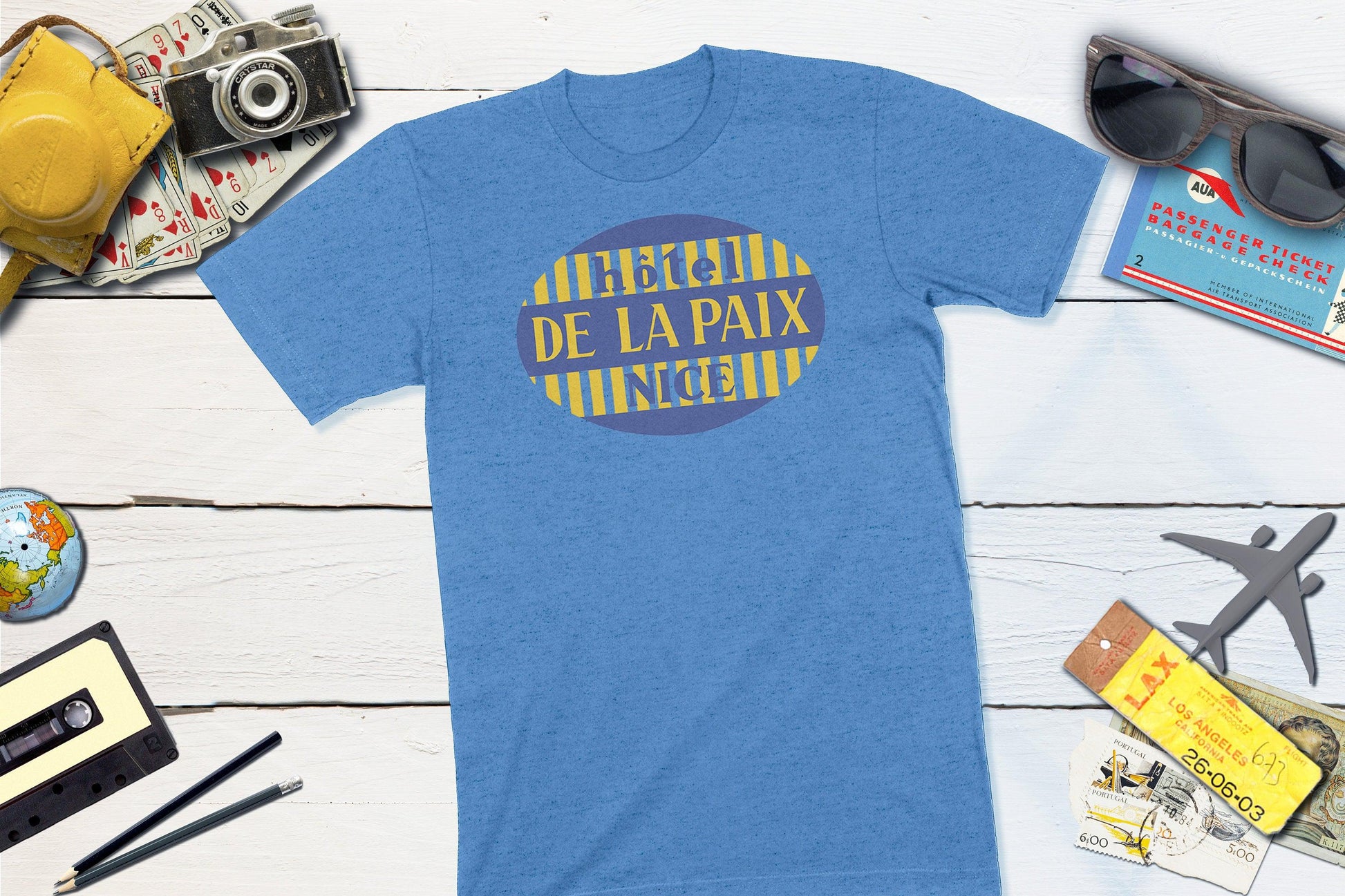 Hotel de la Paix Nice France Vintage Travel Sticker-Unisex T-shirt-Yesteeyear
