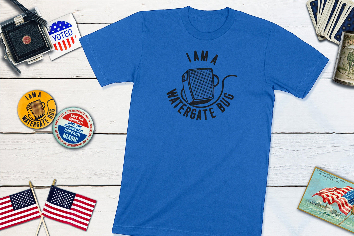I Am A Watergate Bug Political Campaign Button Anti-Nixon-Unisex T-shirt-Yesteeyear