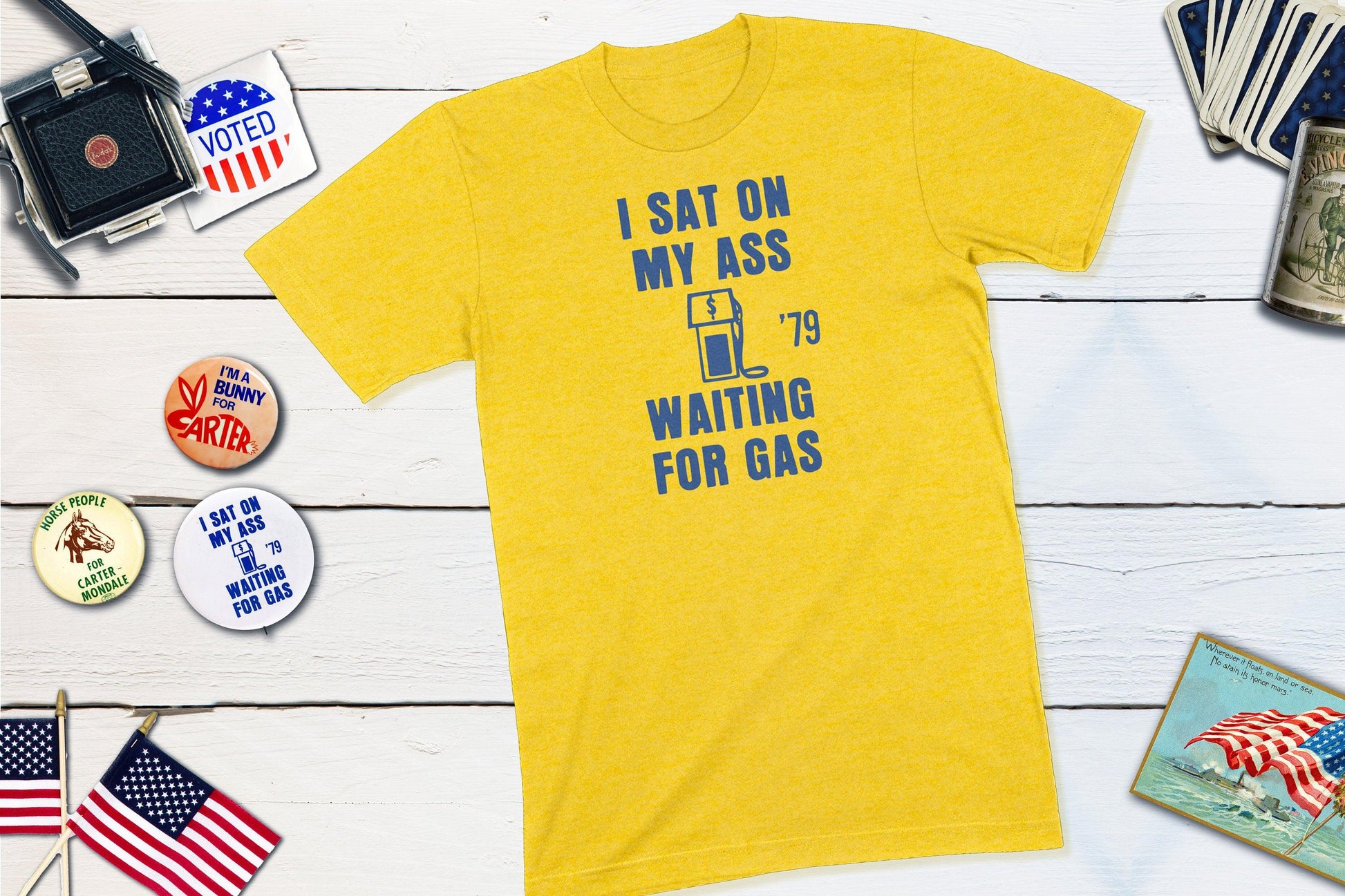 I Sat On My Ass Waiting For Gas - 1979 Gas Shortage-Unisex T-shirt-Yesteeyear