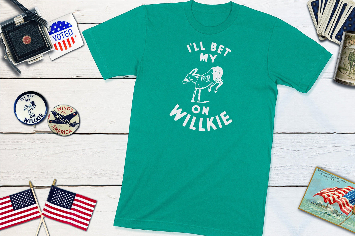 I'll Bet My Ass On Willkie Political Campaign For Wendell Willkie-Unisex T-shirt-Yesteeyear
