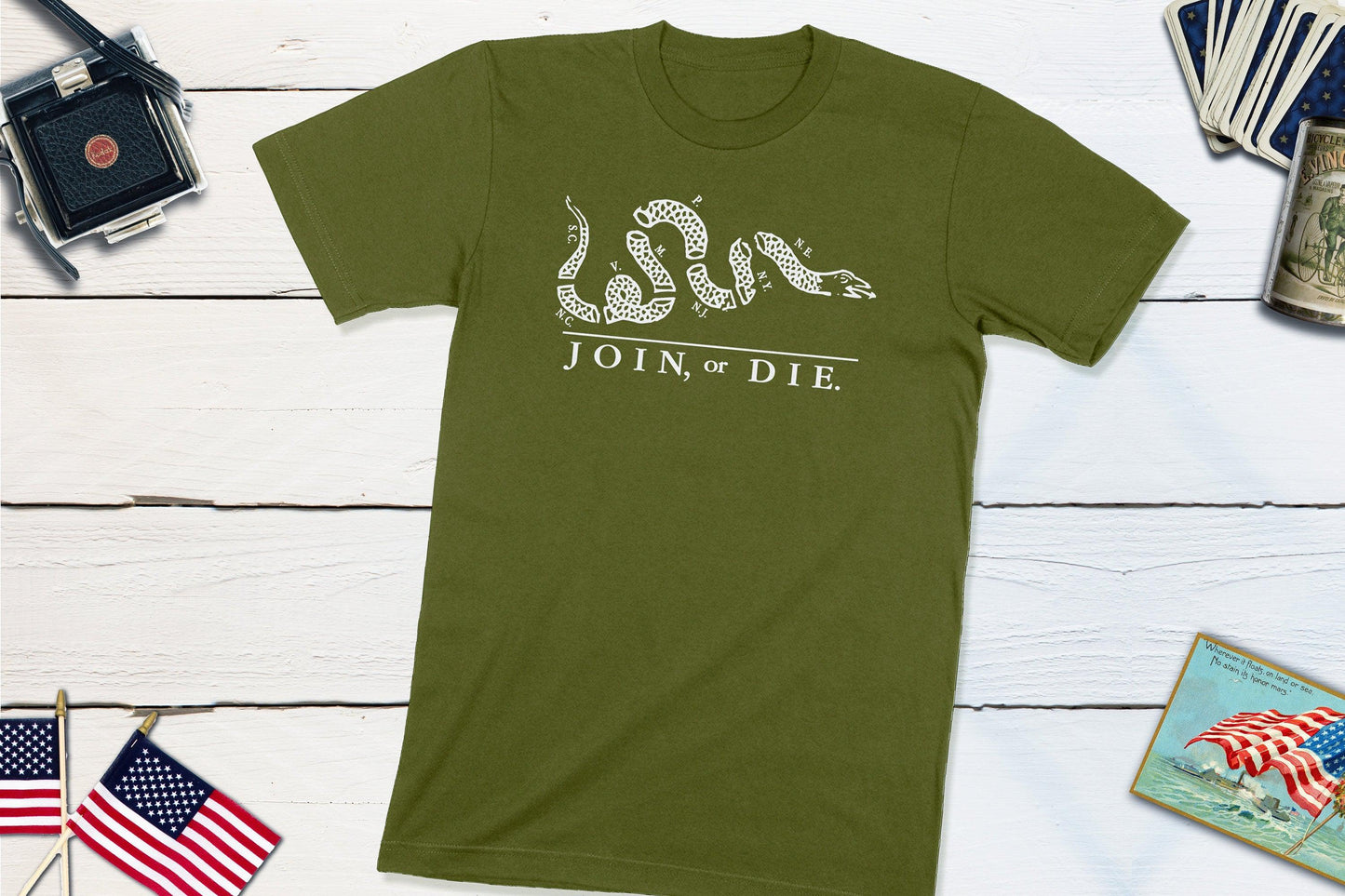 Join or Die - Benjamin Franklin Political Cartoon Pamphlet-Unisex T-shirt-Yesteeyear