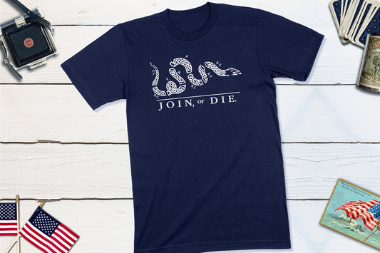 Join or Die - Benjamin Franklin Political Cartoon Pamphlet-Unisex T-shirt-Yesteeyear