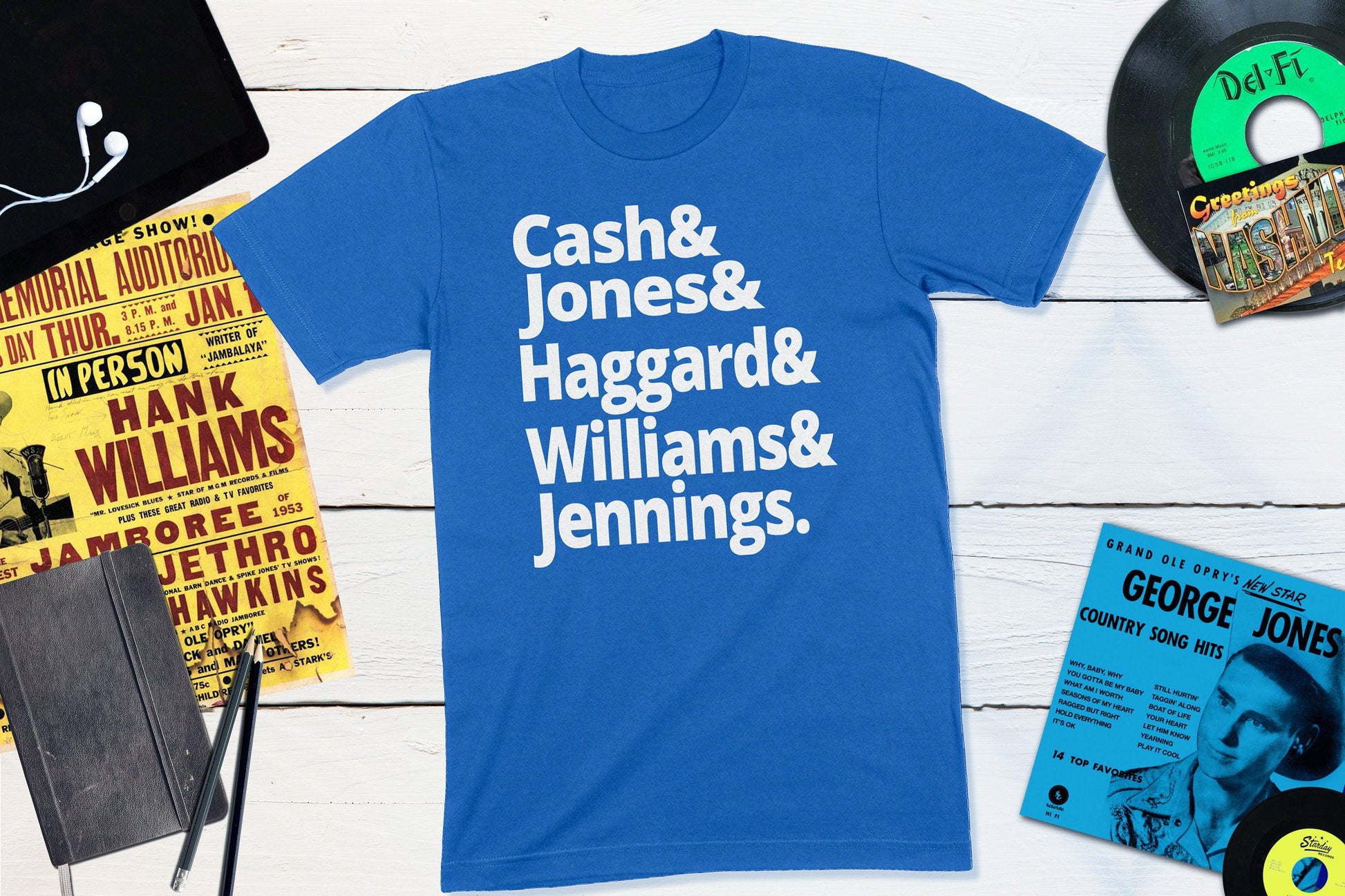 Legends of Country Music - Cash, Jones, Haggard, Williams and Jennings-Unisex T-shirt-Yesteeyear