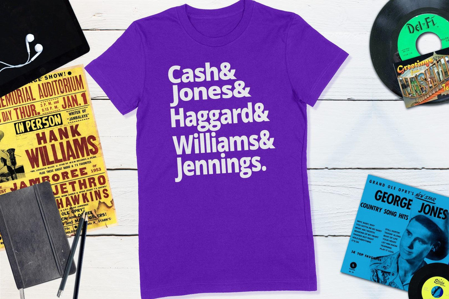 Legends of Country Music - Cash, Jones, Haggard, Williams and Jennings Women's Shirt-Women's T-shirt-Yesteeyear