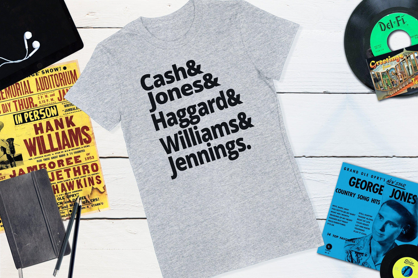 Legends of Country Music - Cash, Jones, Haggard, Williams and Jennings Women's Shirt-Women's T-shirt-Yesteeyear