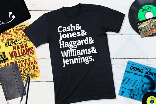 Legends of Country Music - Cash, Jones, Haggard, Williams and Jennings-Unisex T-shirt-Yesteeyear